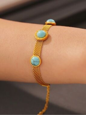Turquoise Titanium Steel Bracelet